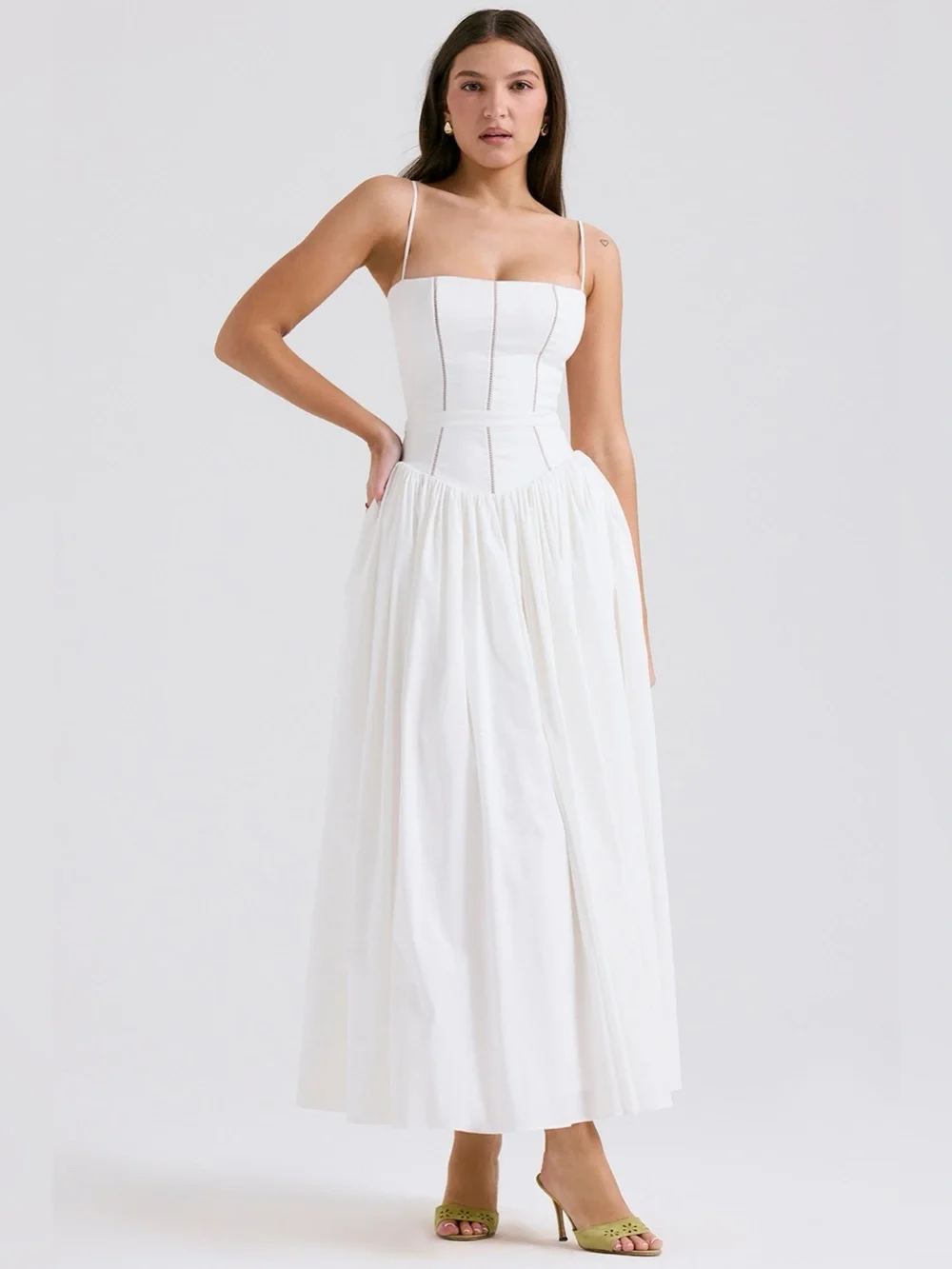 House of CB YSABELLA White Cotton Maxi Sundress, Size Medium, $299 - Picture 4 of 15